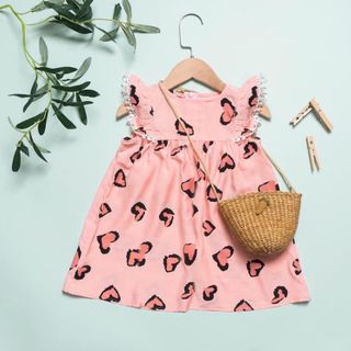 VÁY TAY BÈO PHỐI REN HOA BÉ GÁI