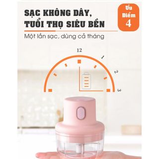 Máy Xay Tỏi Ớt Mini Sạc Pin