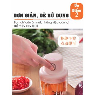Máy Xay Tỏi Ớt Mini Sạc Pin