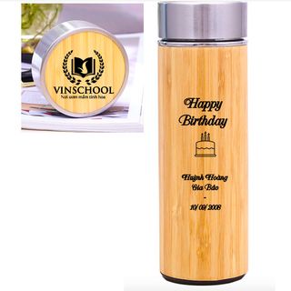 Bình Giữ Nhiệt Vỏ Tre Khắc Tên, Logo 450ml Q104