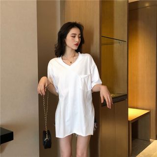 Áo thun nữ tay lỡ dáng dài xẻ tà thời trang cao cấp