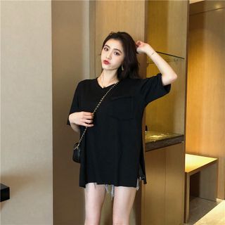 Áo thun nữ tay lỡ dáng dài xẻ tà thời trang cao cấp