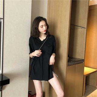 Áo thun nữ tay lỡ dáng dài xẻ tà thời trang cao cấp