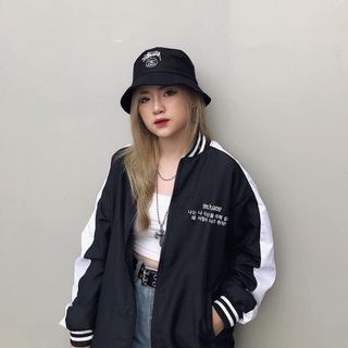 Aó khoác dù nam nữ - Áo khoác dù bomber chữ hàn in