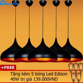 Bộ 5 đèn thả trần trang trí nhà quán cà phê THCN01 Ngân Tin (Tặng kèm 5 bóng Led Edison 40w) giá sỉ