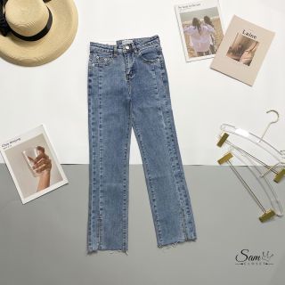 Quần jeans ống đứng xẻ gấu giá sỉ