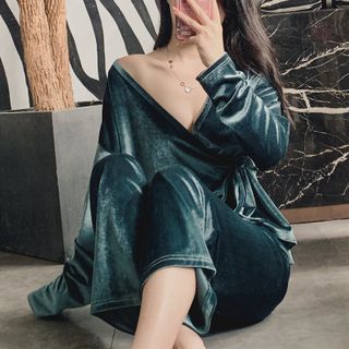 Set đồ ngủ Dài Cột Chéo SEXY NHUNG Dài