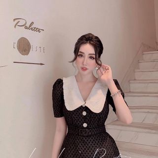 Đầm gấm cổ bèo