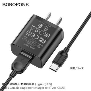Bộ Cóc Cáp Sạc Borofone BA52 Cổng Type C - 1 Cổng USB 2.1A chuẩn US