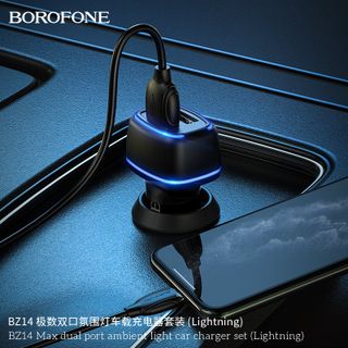 Bộ Cóc Cáp Sạc Xe Hơi Borofone BZ14 Cổng Lightning 2 Cổng USB chuẩn US