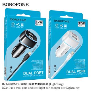 Bộ Cóc Cáp Sạc Xe Hơi Borofone BZ14 Cổng Lightning 2 Cổng USB chuẩn US