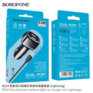 Bộ Cóc Cáp Sạc Xe Hơi Borofone BZ14 Cổng Lightning 2 Cổng USB chuẩn US