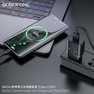 Bộ Cóc Cáp Sạc Borofone BA52A Cổng Type C - 1 Cổng USB 2.1A chuẩn EU giá sỉ