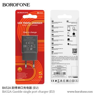 Cóc Sạc Borofone BA52A - 1 Cổng USB 2.1A chuẩn EU