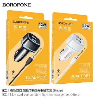 Bộ Cóc Cáp Sạc Xe Hơi Borofone BZ14 Cổng Micro 2 Cổng USB chuẩn US giá sỉ