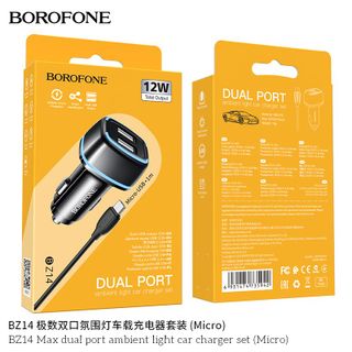 Bộ Cóc Cáp Sạc Xe Hơi Borofone BZ14 Cổng Micro 2 Cổng USB chuẩn US