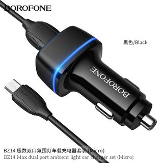 Bộ Cóc Cáp Sạc Xe Hơi Borofone BZ14 Cổng Micro 2 Cổng USB chuẩn US