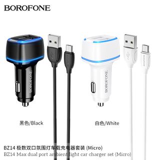 Bộ Cóc Cáp Sạc Xe Hơi Borofone BZ14 Cổng Micro 2 Cổng USB chuẩn US