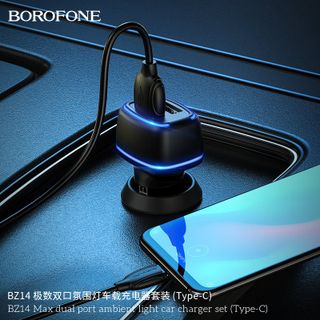 Bộ Cóc Cáp Sạc Xe Hơi Borofone BZ14 Cổng Type C 2 Cổng USB chuẩn US