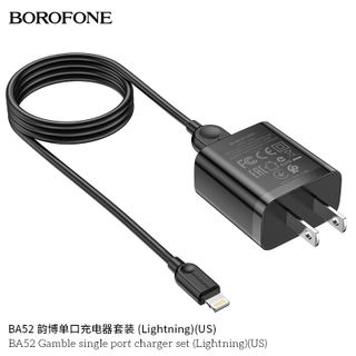 Bộ Cóc Cáp Sạc Borofone BA52 Cổng Lightning - 1 Cổng USB 2.1A chuẩn US