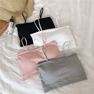Áo thun tăm croptop có mút 2 dây