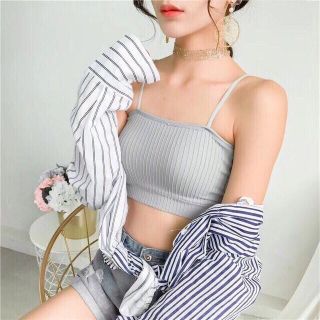 Áo thun tăm croptop có mút 2 dây