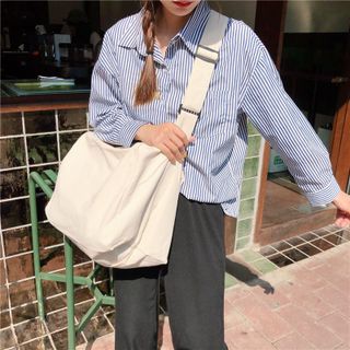 Túi Vải Đeo Chéo Có Khóa, Túi Tote Đeo Chéo Đựng Đồ Đi Học Phong Cách Hàn Quốc