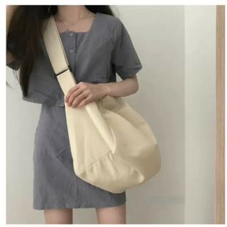 Túi Vải Đeo Chéo Có Khóa, Túi Tote Đeo Chéo Đựng Đồ Đi Học Phong Cách Hàn Quốc