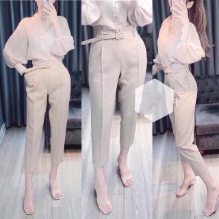 QUẦN BAGGY VẢI CẠP CAO KÈM ĐAI