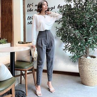 Quần baggy nữ cạp cao 2 cuac chiết ly siêu hót