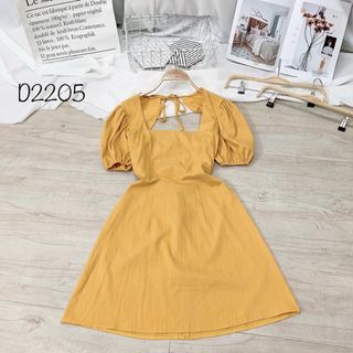 Đầm nơ lưng nhún thun