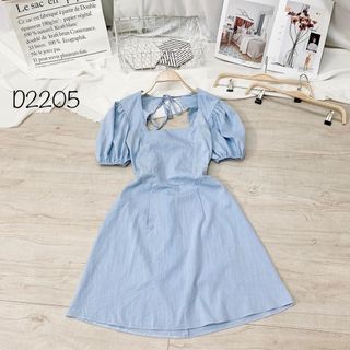 Đầm nơ lưng nhún thun