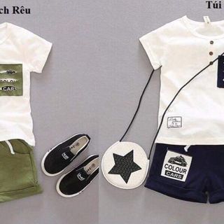 (XẢ KHO) ĐỒ BỘ BÉ TRAI MẪU TÚI RÁCH 3 MÀU SÀNH ĐIỆU CHẤT VẢI COTTON MÁT MẺ