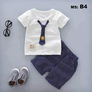 (XẢ KHO) ĐỒ BỘ CÀ VẠT CHO BÉ TRAI 100% COTTON THOÁNG MÁT SIZE 3 THÁNG ĐẾN 4 TUỔI