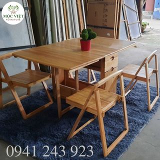 Bộ bàn xếp gọn 4 ghế Oval 1400 x 800 x 750cm
