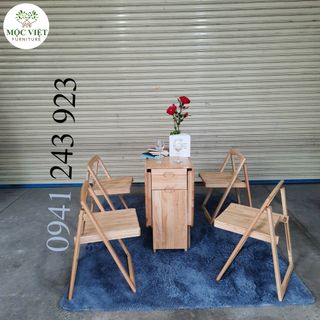 Bộ bàn xếp gọn 4 ghế Oval 1400 x 800 x 750cm