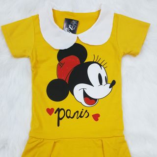 (XẢ KHO) ĐẦM MICKY CÓ CỔ BÉ GÁI 100% COTTON TỪ 3 THÁNG TUỔI ĐẾN 4 TUỔI