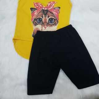(XẢ KHO) ĐỒ BỘ CON MÈO QUẦN ÔM CHO BÉ GÁI TỪ 3 THÁNG ĐẾN 4 TUỔI