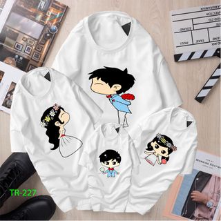Áo thun gia đình cổ tròn 4 người giá rẻ
