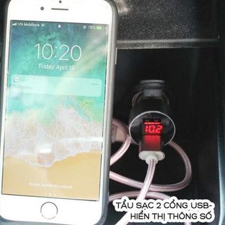 Tẩu sạc 2 USB có hiển thị thông số