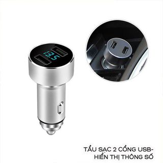 Tẩu sạc 2 USB có hiển thị thông số