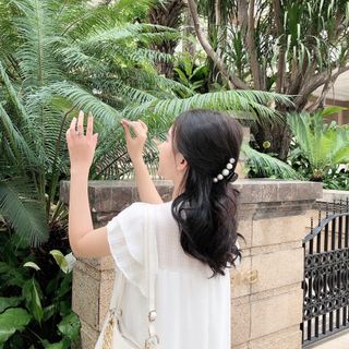Đầm Voan Hồng Trắng Nude Nhún Ngực
