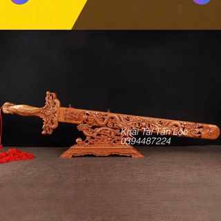 Kiếm gỗ đào dài 80 cm kèm đế hoá sát , chiêu tài , trảm đào hoa
