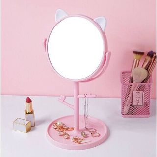 Gương trang điểm để bàn tai gấu xoay 180 độ siêu dễ thương