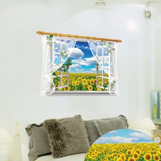 Decal Cửa Sổ Hoa Hướng Dương Kích thước: 60 x 90 (cm).