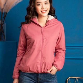 Áo khoác gió nữ lót bông kèm túi cuộn chống bụi nước gió [ ]