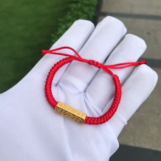 Vòng tay chỉ đỏ Trụ OMMANI mạ vàng