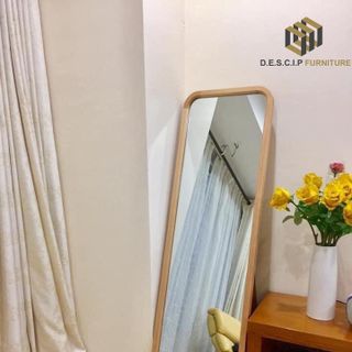 Gương Đứng Bo Góc Soi Toàn Thân - Khung Gỗ Tự Nhiên - Mirror