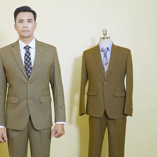 Bộ vest trung niên màu xám rêu