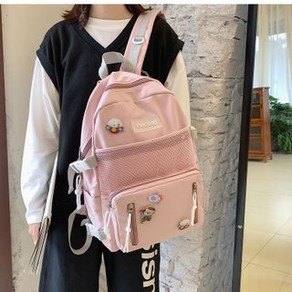 Balo nữ yhaobag chất vải canvas chống thấm size to nhiều ngăn tặng sticker kute VIDEO